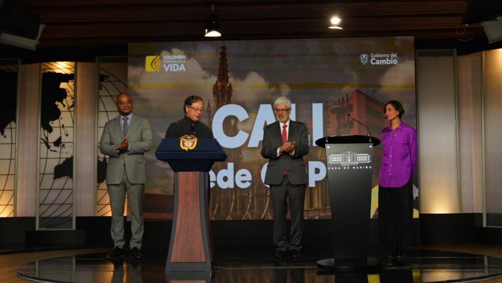 El presidente Gustavo Petro durante el anuncio.